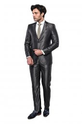 Parlak Füme Slim Fit Takım Elbise  Wessi - 1