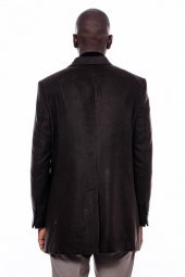 Geniş Yaka Diz Üstü Kahverengi Erkek Palto - 8