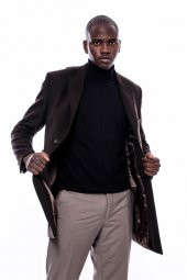 Geniş Yaka Diz Üstü Kahverengi Erkek Palto - 9