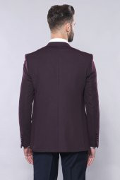 Düz Bordo Slim Fit Yelek Ceket Set  Wessi - 8