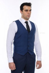 Lacivert Slimfit Düz Yelek - 4