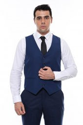 Lacivert Slimfit Düz Yelek - 7