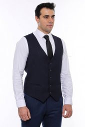 Lacivert Düz Slimfit Yelek - 3