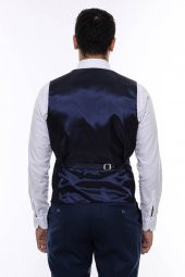 Lacivert Düz Slimfit Yelek - 4