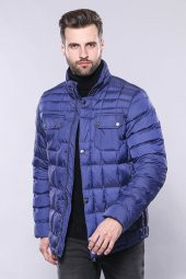 Kapitone Mavi Erkek Kışlık Mont - 2