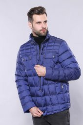 Kapitone Mavi Erkek Kışlık Mont - 3