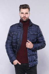 Kapitone Lacivert Erkek Kışlık Mont - 2