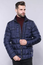 Kapitone Lacivert Erkek Kışlık Mont - 3