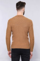 Desenli Bisiklet Yaka Taba Triko  Wessi - 5