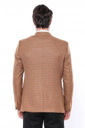 Kendinden Desenli Turuncu Slim Fit Ceket  Wessi - 8