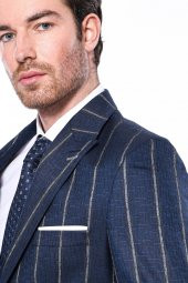 Çizgili Açık Lacivert Slim Fit Ceket  Wessi - 2