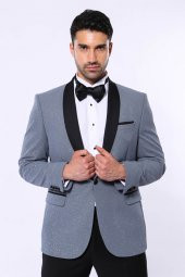 Füme Şal Yaka Simli Smokin Ceket  Wessi - 5