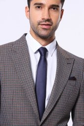 Pöti Kare Slim Fit Kahverengi Erkek Ceket - 2