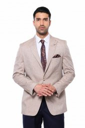 Slim-Fit Sivri Yaka Açık Kahve Spor Ceket - 4