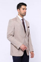 Slim-Fit Sivri Yaka Açık Kahve Spor Ceket - 7
