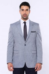 Slim-Fit Sivri Yaka Mavi Ceket - 6