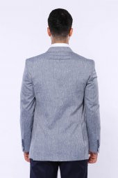 Slim-Fit Sivri Yaka Mavi Ceket - 8