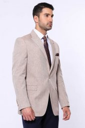 Slim-Fit Sivri Yaka Açık Kahve Spor Ceket - 9