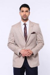Slim-Fit Sivri Yaka Açık Kahve Spor Ceket - 10