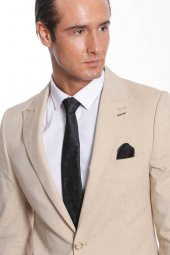 Slim Fit Sivri Yaka Bej Erkek Ceket - 2