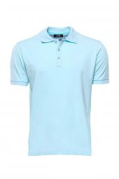 Polo Yaka Düz Açık Mavi T-shirt  Wessi - 1