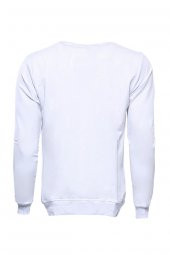 Baskılı Beyaz Bisiklet Yaka Sweatshirt  Wessi - 3