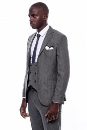 Çizgili Kruvaze Yelekli Slim Fit Takım Elbise - 9