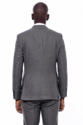 Çizgili Kruvaze Yelekli Slim Fit Takım Elbise - 10