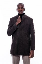 Hakim Yaka Kahverengi Kısa Palto - 2