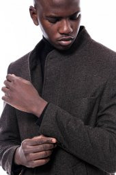 Hakim Yaka Kahverengi Kısa Palto - 1