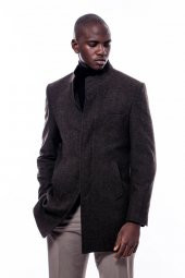 Hakim Yaka Kahverengi Kısa Palto - 3