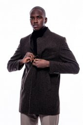 Hakim Yaka Kahverengi Kısa Palto - 10