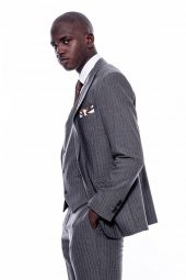 Çizgili Slim Fit Antrasit Erkek Takım Elbise - 4