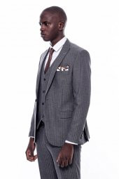 Çizgili Slim Fit Antrasit Erkek Takım Elbise - 10