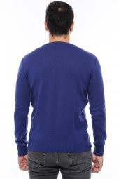 Lacivert Bisiklet Yaka Slimfit Desensiz Triko - 6