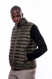 Kapitone Fermuarlı Haki Erkek Şişme Yelek - 5