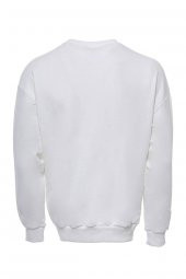 Bisiklet Yaka Beyaz Ön Baskılı Erkek Sweat - 2
