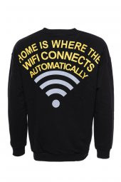 Siyah Bisiklet Yaka Baskı Detaylı Sweatshirt - 2