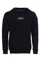 Kapşonlu Baskılı Siyah Erkek Sweat - 1
