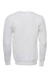 Krem Erkek Bisiklet Yaka Desensiz Sweatshirt - 2