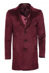 Bordo Sivri Yaka Slimfit Kaban - 2
