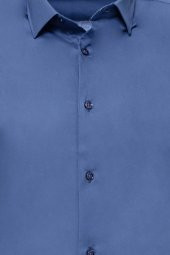Slim Fit Uzun Kollu Lacivert Erkek Gömlek - 2