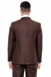 Desensiz Slim Fit Kahverengi Erkek Takım Elbise - 7