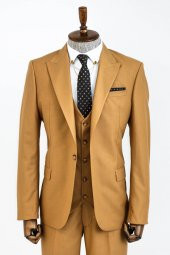 Desensiz Slim Fit Taba Erkek Takım Elbise - 2