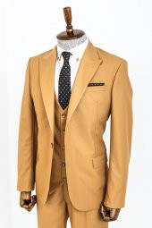 Desensiz Slim Fit Taba Erkek Takım Elbise - 4