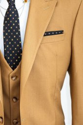 Desensiz Slim Fit Taba Erkek Takım Elbise - 7
