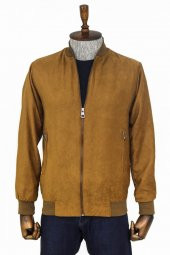 Desensiz Fermuarlı Cepli Taba Erkek Bomber Ceket - 1