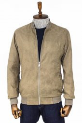 Desensiz Fermuarlı Cepli Krem Erkek Bomber Ceket - 1