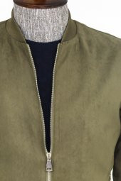 Desensiz Fermuarlı Cepli Açık Yeşil Erkek Bomber Ceket - 2