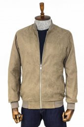 Desensiz Fermuarlı Cepli Krem Erkek Bomber Ceket - 4